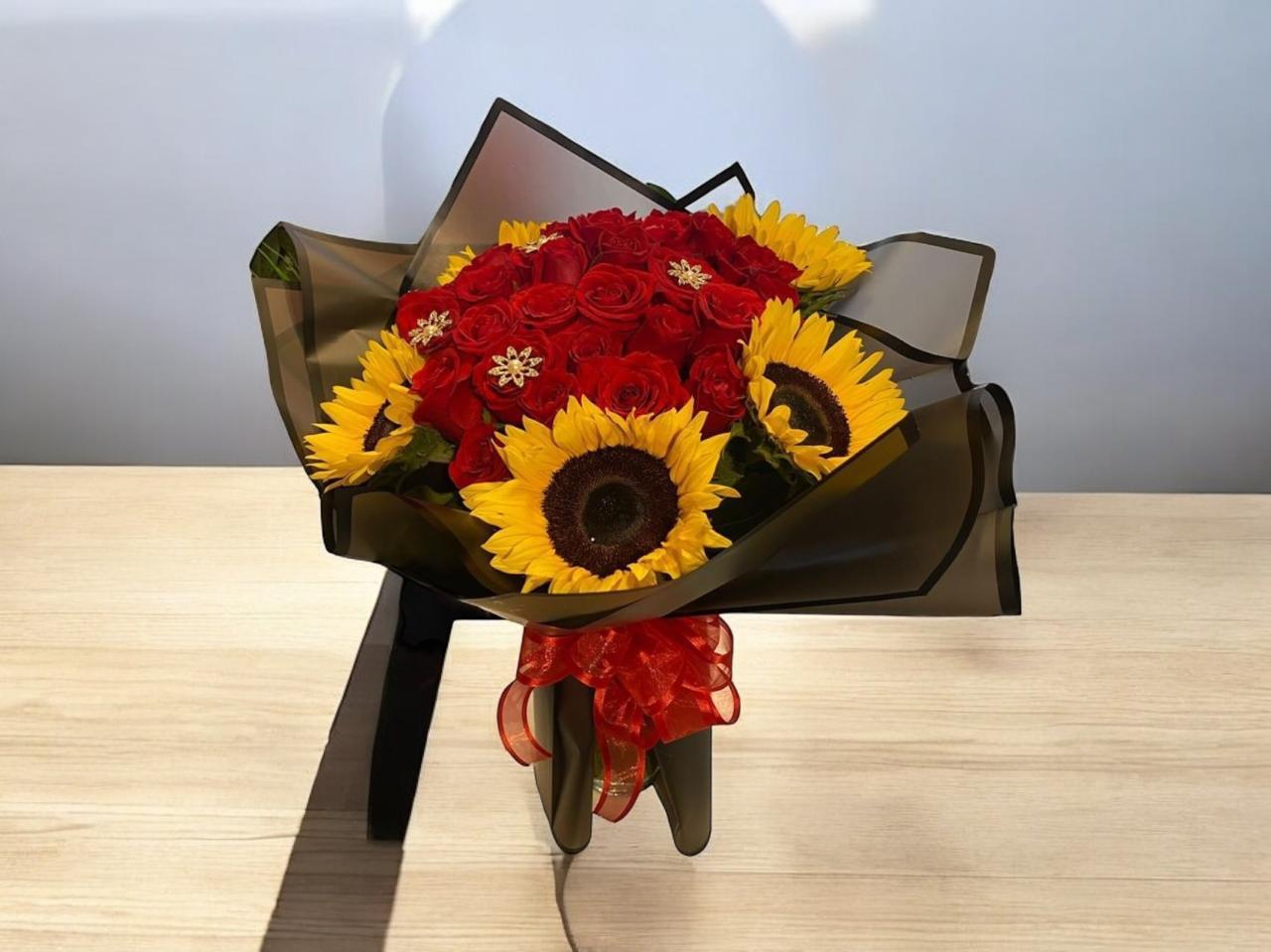 Girasoles rosas y estrellas