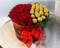 Caja dual de rosas y chocolates